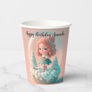 A funny little doll on a cloud  paper cups