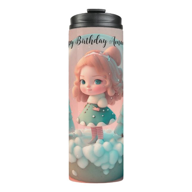 A funny little doll on a cloud  thermal tumbler (Front)
