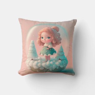 A funny little doll on a cloud Throw Pillow