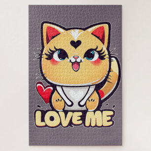 A funny, love-filled chibi cat jigsaw puzzle
