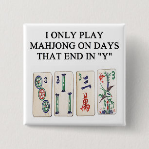a funny mahjong design 2 inch square button