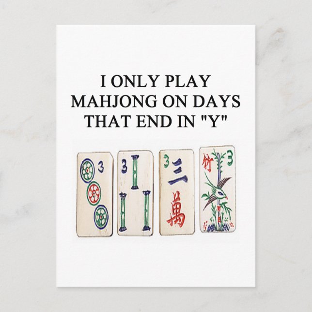 a funny mahjong design postcard (Front)