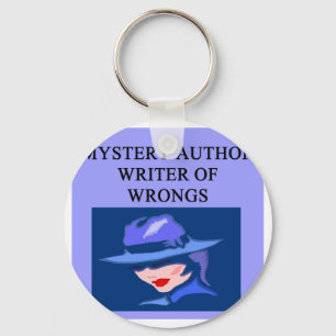 a funny mystery writer joke keychain