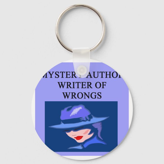 a funny mystery writer joke keychain (Front)