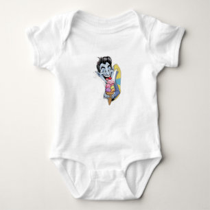 A funny, not-so-scary vampire eating ice cream. baby bodysuit