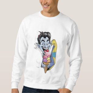 A funny, not-so-scary vampire eating ice cream. sweatshirt