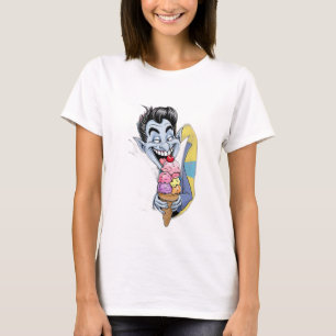 A funny, not-so-scary vampire eating ice cream. T-Shirt