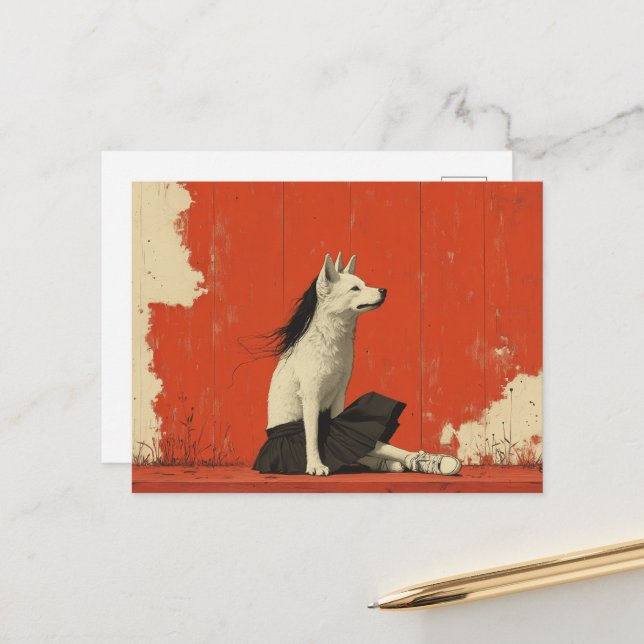 A Funny Part Dog Part Human Postcard (Front/Back In Situ)