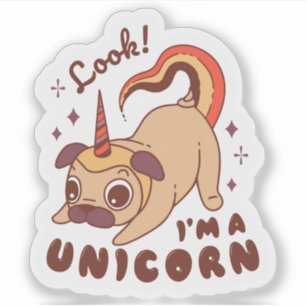 A funny pug unicorn Look I'm a Unicorn