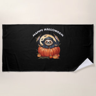 A funny sloth celebrating Halloween Essential T-Sh Beach Towel