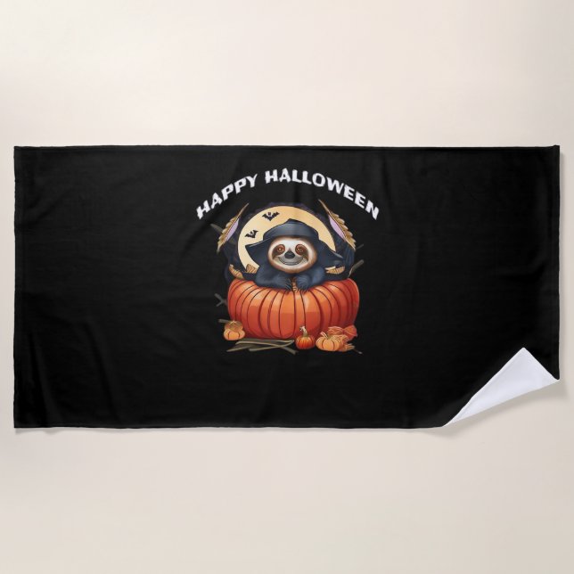 A funny sloth celebrating Halloween Essential T-Sh Beach Towel (Front)