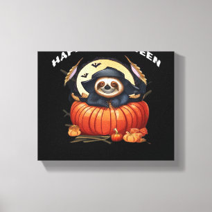 A funny sloth celebrating Halloween Essential T-Sh Canvas Print