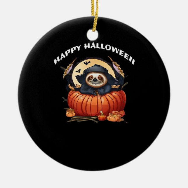A funny sloth celebrating Halloween Essential T-Sh Ceramic Ornament (Front)