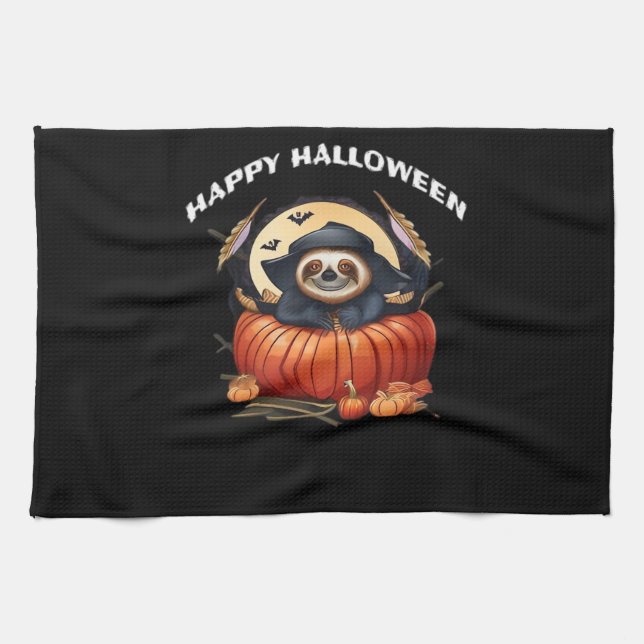A funny sloth celebrating Halloween Essential T-Sh Kitchen Towel (Horizontal)