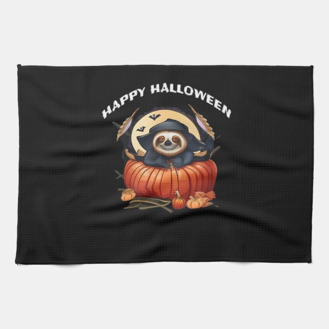 A funny sloth celebrating Halloween Essential T-Sh Kitchen Towel (Horizontal)