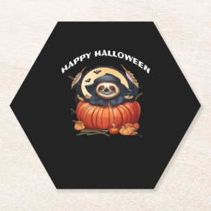 A funny sloth celebrating Halloween Essential T-Sh Paper Coaster