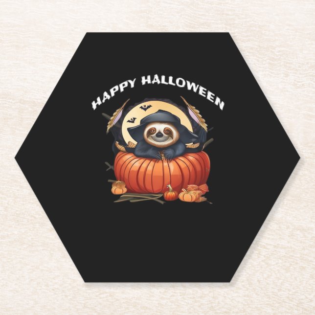 A funny sloth celebrating Halloween Essential T-Sh Paper Coaster (Front)