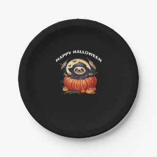 A funny sloth celebrating Halloween Essential T-Sh Paper Plate
