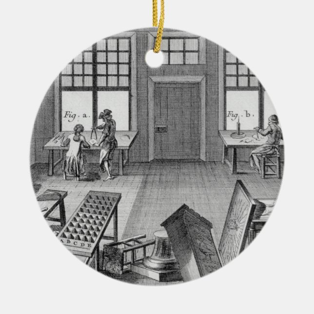 A furniture inlayer's workshop, from the 'Encyclop Ceramic Ornament (Front)