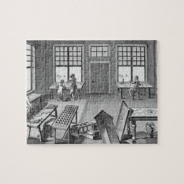 A furniture inlayer's workshop, from the 'Encyclop Jigsaw Puzzle (Horizontal)