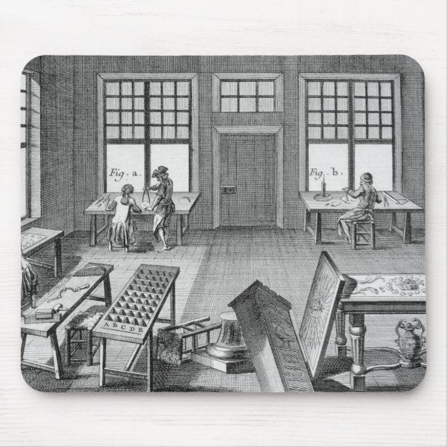 A furniture inlayer's workshop, from the 'Encyclop Mouse Pad (Front)