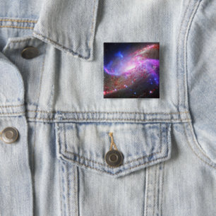 A Galactic Light Show In Spiral Galaxy Ngc 4258. 2 Inch Square Button