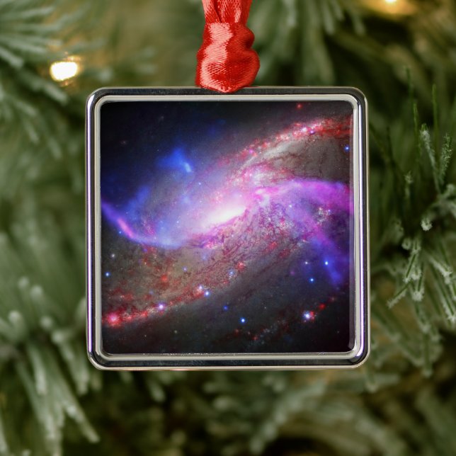 A Galactic Light Show In Spiral Galaxy Ngc 4258. Metal Ornament (Tree)