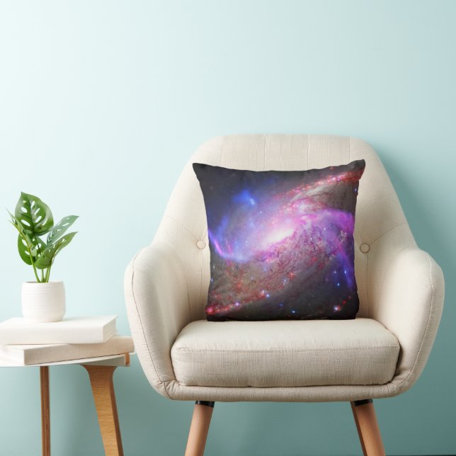 A Galactic Light Show In Spiral Galaxy Ngc 4258. Throw Pillow (Chair)