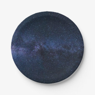 A galaxy of stars in the night sky paper plate