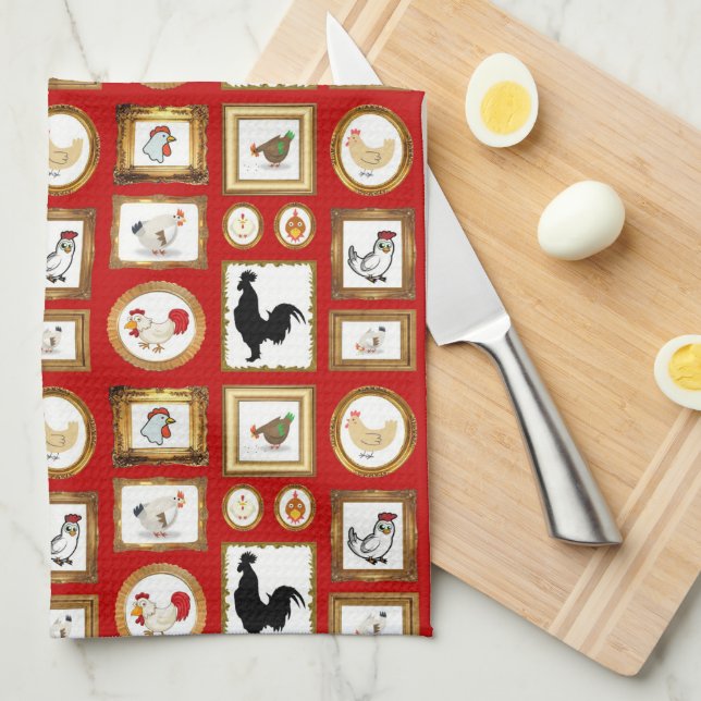 A GALLERY OF CHICKENS KITCHEN TOWEL (Quarter Fold)