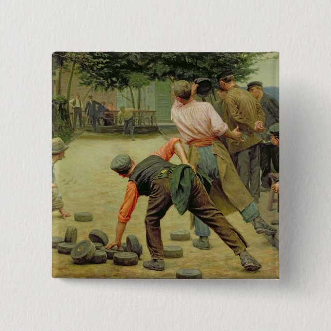 A Game of Bourles in Flanders, 1911 2 Inch Square Button (Front)