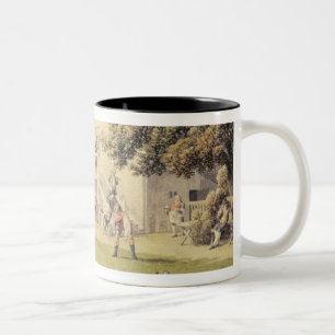 A Game of Bowls on the Bowling Green outside the B Two-Tone Coffee Mug