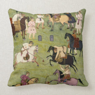 A Game of Polo, from the Large Clive Album Throw Pillow