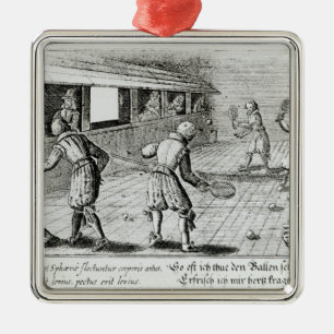 A Game of Real Tennis with Sport Ballads below Metal Ornament