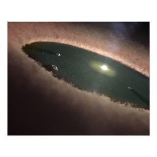 A gap in a protoplanetary, or planet-forming photo print