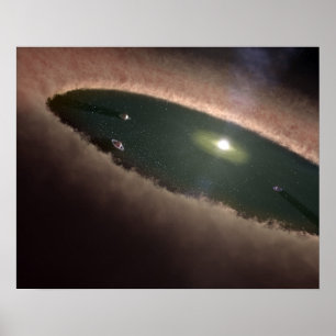 A gap in a protoplanetary, or planet-forming poster