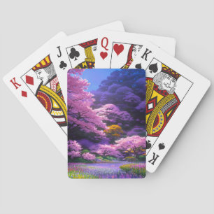 A Garden Abloom with Flowers and Cherry Playing Cards