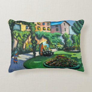 A Garden, Gartenbild by August Macke, Vintage Art Decorative Pillow