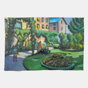 A Garden, Gartenbild by August Macke, Vintage Art Kitchen Towel
