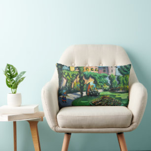 A Garden, Gartenbild by August Macke, Vintage Art Lumbar Pillow