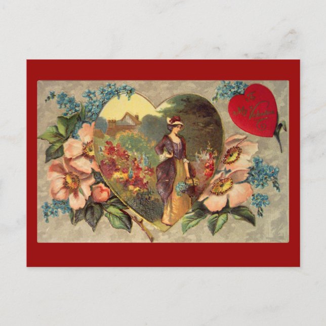 A Garden of Flowers Valentine Postcard (Front)