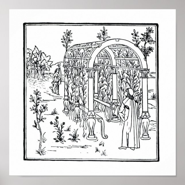 A garden scene, from 'Hypnerotomachia Poliphili' a Poster (Front)