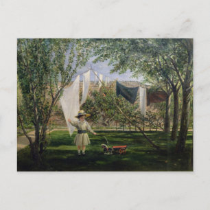 A Garden Scene, with a boy Postcard