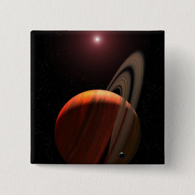A gas giant planet orbiting a red dwarf 2 inch square button (Front)