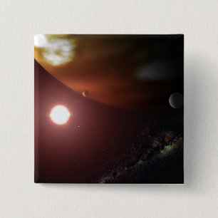 A gas giant planet orbiting a red dwarf star 2 inch square button