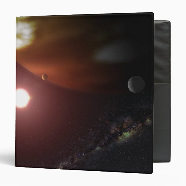 A gas giant planet orbiting a red dwarf star binder (Front/Inside)