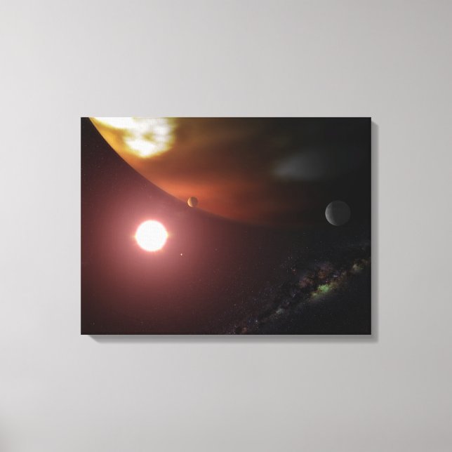 A gas giant planet orbiting a red dwarf star canvas print (Front)
