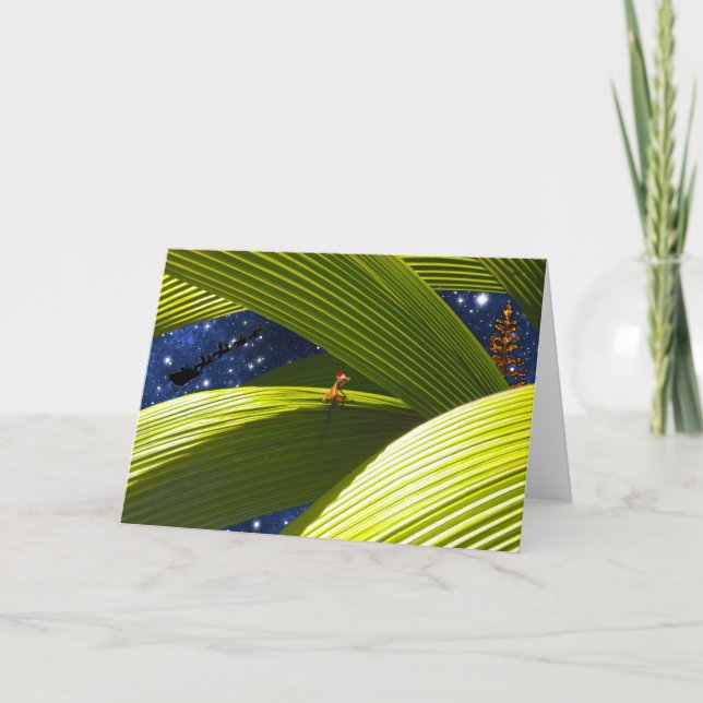 A Gecko Lizard's Tropical Christmas Holiday Card (Front)