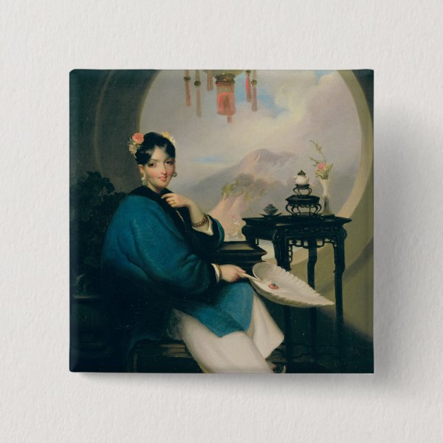 A Geisha Girl 2 Inch Square Button (Front)