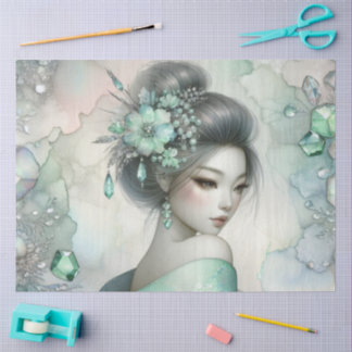 A Geisha in Green Design Series #25 Tissue Paper
